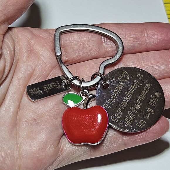 *Sale* Thanks For Making A Difference In My Life Red Apple Keychain Teacher Gift - Picture 1 of 9